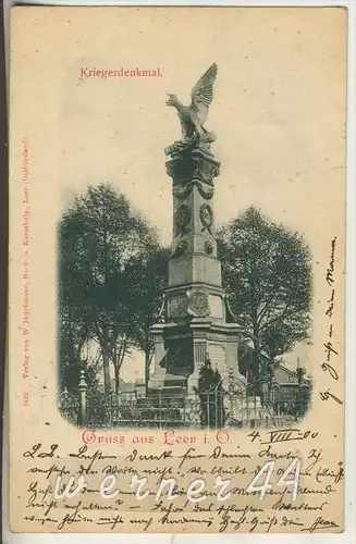Gruss aus Leer v.1900  Das Kriegerdenkmal (17360)