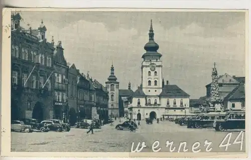 Saaz v.1952 Der Marktplatz mit alte PKW`s (18630)