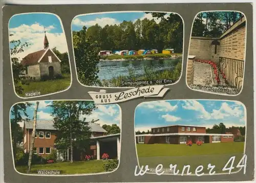 Gruss aus Leschede v. 1967 Kapelle,Campingplatz,Denkmal,Waldschule,Kindergarten (26978)