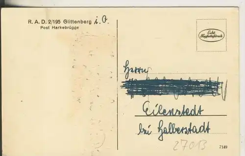 Glittenberg,Post Harkebrügge  v. 1936   R.A.D. 2 / 195 Lager  (27013)