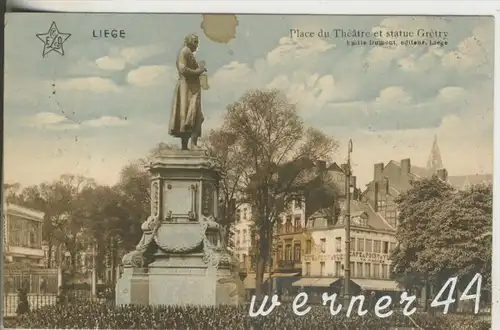 Liege v. 1914  Place du Theatre und Statue Gretry und Cafe du Pointde Yue  (21106))
