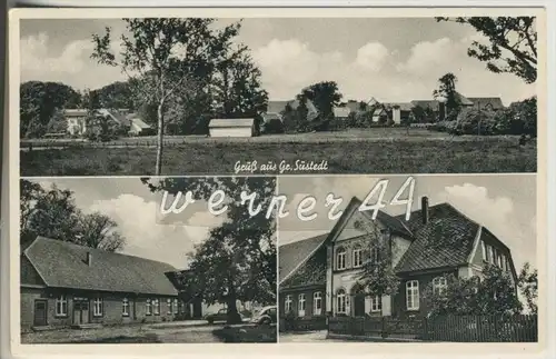 Gruss aus Groß-Süstedt von 1957 Dorfansicht,Gasthof,Schule ? (21699-030)