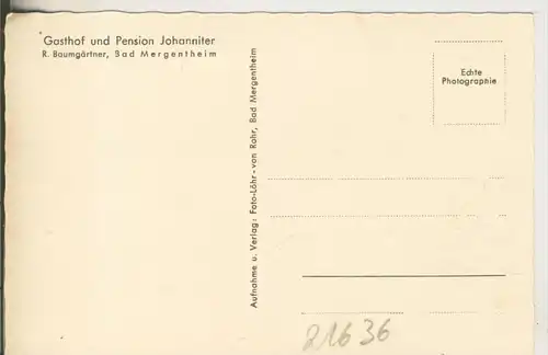 Bad Mergentheim von 1958 Gasthof und Pension Johanniter,Inh. R. Baumgärtner  (21836)