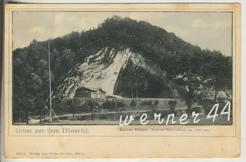 Gruss aus dem Hönnetal v.1925 Balver Höhle mit Haus (22258)