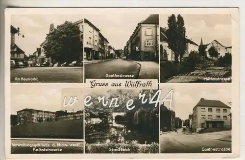 Wülfrath v. 1957 Heumarkt,Goethestrasse,Mühlenstrasse,Kalksteinwerke,Stadtteich,Parktheater  (26642-43)