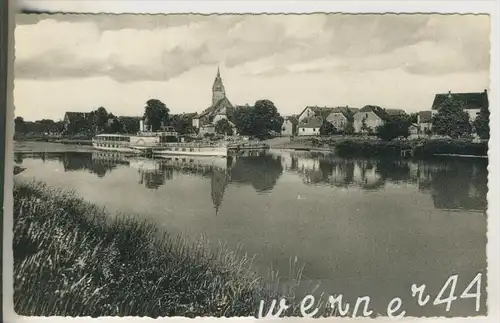 Lüchtringen v. 1958 Teil-Dorf-Ansicht mit Dampfer  (26869)