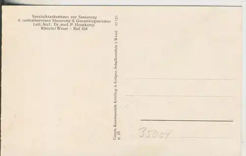 Rinteln v. 1954  Spezialkrankenhaus - Dr. med P. Honekamp -- Speisesaal (35004)