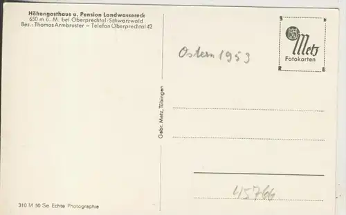 Oberprechtal v. 1953  Höhengasthaus u.- Pension "Landwassereck",Bes. Thomas Armbruster  (45766)