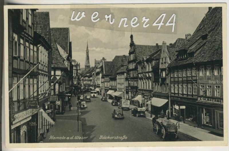 Hameln an der Weser v. 1938 Bäckerstrasse -- Schuh Hansa,Druckerei
