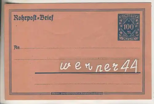 Rohrpost=Brief mit Briefmarke Deutsches Reich 100 M. von 1922 ?  (46514)