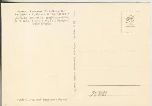 Kochel am See v. 1969  Seehotel-Restaurant-Cafe "Grauer Bär"  (25813)