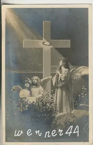 3 Engel stehen am Kreuz v. 1900  (38552)