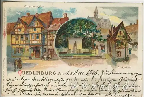 Quedlinburg v. 1906  Klopstock Haus,Denkmal,Finkenherd (46802)