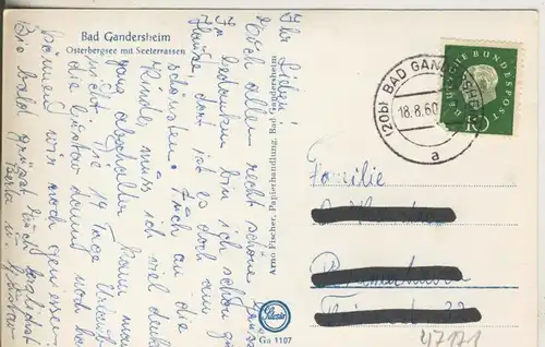 Bad Gandersheim v. 1960  Osterbergsee mit Gasthof Seeterrassen  (47171)