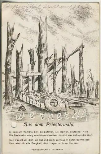 Priesterwald / 1. Weltkrieg v. 1915 Grab eines deutschen Soldaten  (47248)