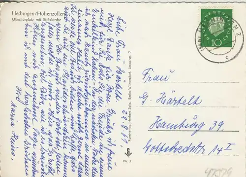 Hechingen v. 1961  Obentorplatz mit Bäckerei,Cafe,Gasthof,Kirche  (47379)