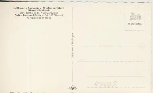 Obertal-Buhlbach v. 1960  Cafe Pension Rössle  (47402)