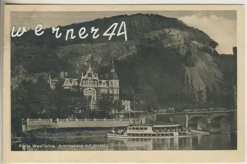 Porta Westfalica v. 1941  Arminsberg mit Hotel "Großer Fürst" und Dampfer Westfalica  (47920)