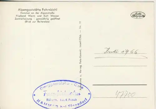 Hammer bei Siegsdorf v. 1966 Alpengaststätte "Fahrnbichl" mit Dorfansicht  (47700)