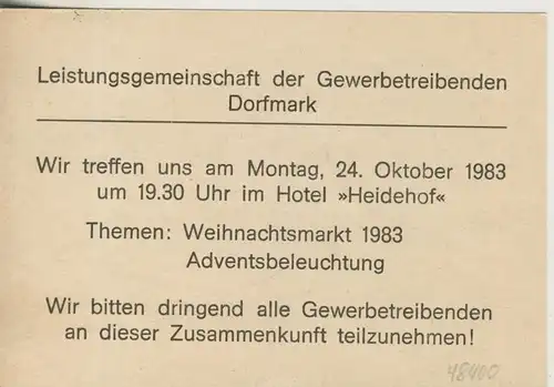 Dorfmark v. 1983  Hotel Heidehof -- Leistungsgemeinschaft der Gewerbetreibende -- Weihnachtsmarkt 1983  (48400)
