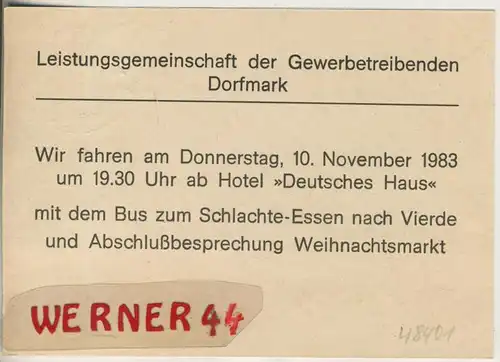 Dorfmark v. 1983  Hotel Heidehof -- Leistungsgemeinschaft der Gewerbetreibende -- Schlachte Essen 1983  (48401)