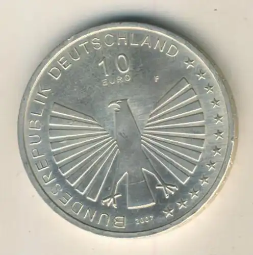 10 Euro Silbergedenkmünze 2007 50 Jahre Römische Verträge "F" (54027)