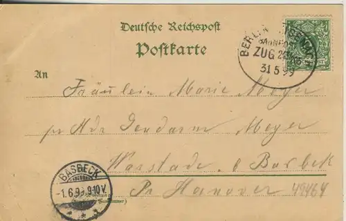 Gruss aus Luckenwalde v. 1899 Bahnhof,Turm,Kirche,Post,Krieger Denkmal,Elsthal,Stadtwappen  (49464)