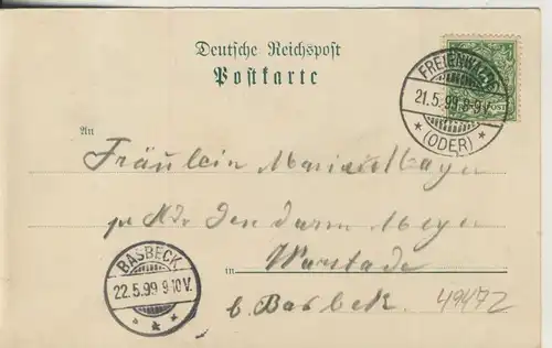 Gruss aus Freienwalde a. Oder v. 1899  Königshöhe,Baa-See,Krieger-Denkmal,Stadtansicht  (49472)
