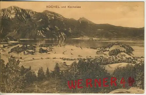 Kochel am See v. 1906  Dorfansicht und der Kochelsee (49525)