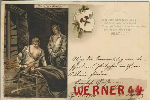 Settingen / Deutschland = Frankreich v. 1900  Bergbau - "Die letzte Schicht"  (49582)