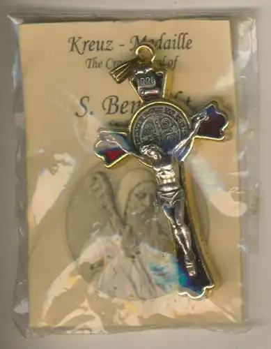 Kreuz Anhänger  (Medaille) - S. Benedikt in Rot (Kreuz1)