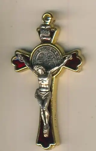 Kreuz Anhänger  (Medaille) - S. Benedikt in Rot (Kreuz1)