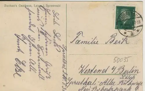 Leipe i. Spreewald v. 1930  Buchen`s Gasthaus  (50035)
