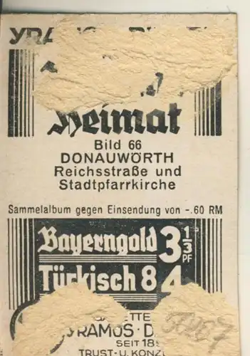 YRAMOS Zigaretten Bilder Album Deutsche Heimat Serie D 1933 --  Donauwörth die Reichsstrasse Nr.66  (50207)
