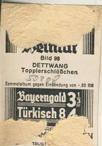 YRAMOS Zigaretten Bilder Album Deutsche Heimat Serie D 1933 --  Dettwang,Topplerschlößchen Nr.98  (50208)
