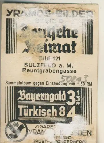 YRAMOS Zigaretten Bilder Album Deutsche Heimat Serie D 1933 -- Sulzfeld a.M.,Reuntgrabengasse  Nr.121  (50213)