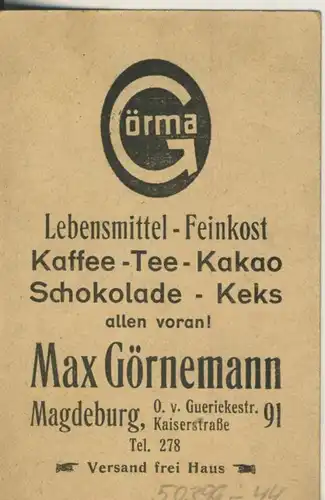 Max Görnemann (Görma) Lebensmittel-Feinkost -- Kaffee-Tee-Kakao -- Das Rettungswesen zur See (6) ca. v. 1928  (50399-44)