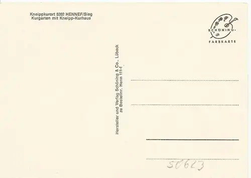Hennef v. 1968  Kurgarten mit Kneipp Kurhaus. (50623)