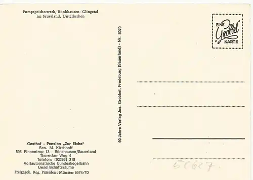 Rönkhausen v. 1966  Unterbecken und Gasthof "Zur Eiche",Bes. M. Kirchhoff  (50627)