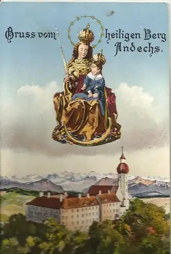 Gruss vom heiligen Berg Andechs v. 1913  Kloster Andechs  (50777)