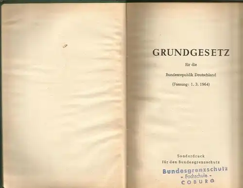 Coburg v. 1964 Grundgesetz - Sonderdruck für den Bundesgrenzschutz  (51006)