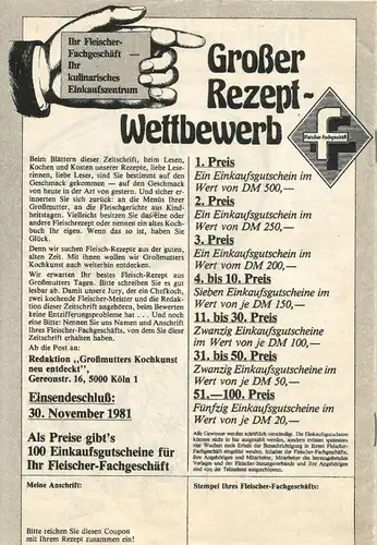 Fleischer Fachgeschäft v. 1981  Großmutters Kochkunst (51020)