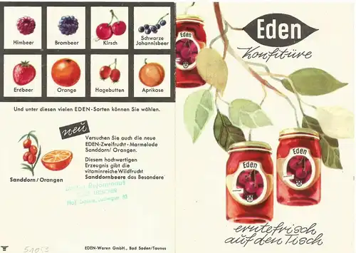 Bad Soden v. 1978  Eden - Konfitüre  (Werbungsblatt)  (51053)