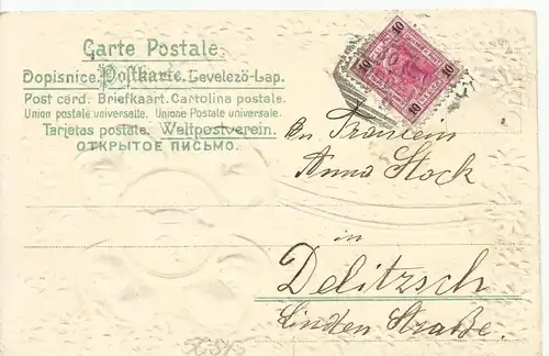 Viel Glück im neuen Jahr v. 1903  Ferkel reitet auf eine Sau und 3 Schornsteinfeger (50845)