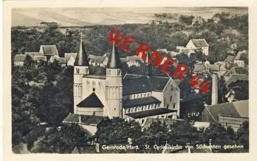 Gernrode von 1954 Kirche & Teil-Stadt-Ansicht (21718)