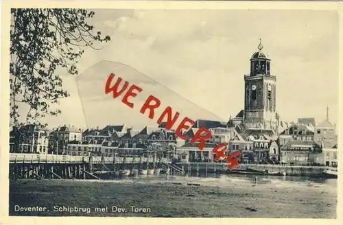 Deventer v. 1939  SWchipbrug met Dev. Toren  (33404)