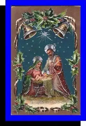 Weihnachten,- v.1910 Krippe mit Jesus (3580)