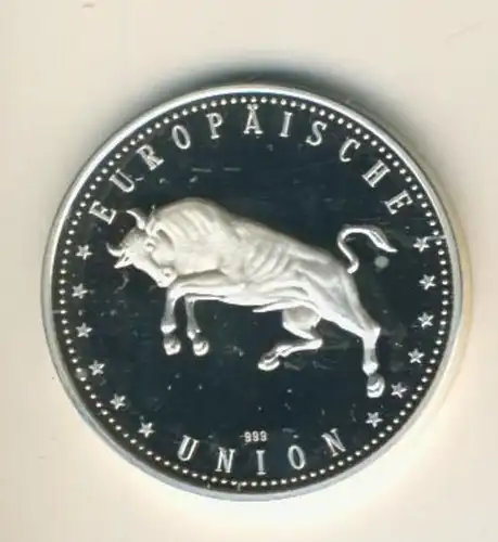 5 Jahre Maastricht, Europäische Wirtschafts Währungsunion, 999 Silber -- 5 Euro Maastricht  (55840-2)