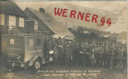 Filipowo / Russland v. 1916  Ankunft des deutschen Feldpostauto`s  ---  (36564)