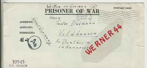Gefangenen Post  v. 13. Nov. 1943  Nach Veldhausen --  Pastor Busmann (28106)